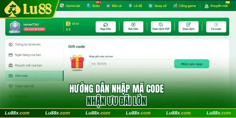 Hướng dẫn nhập mã code